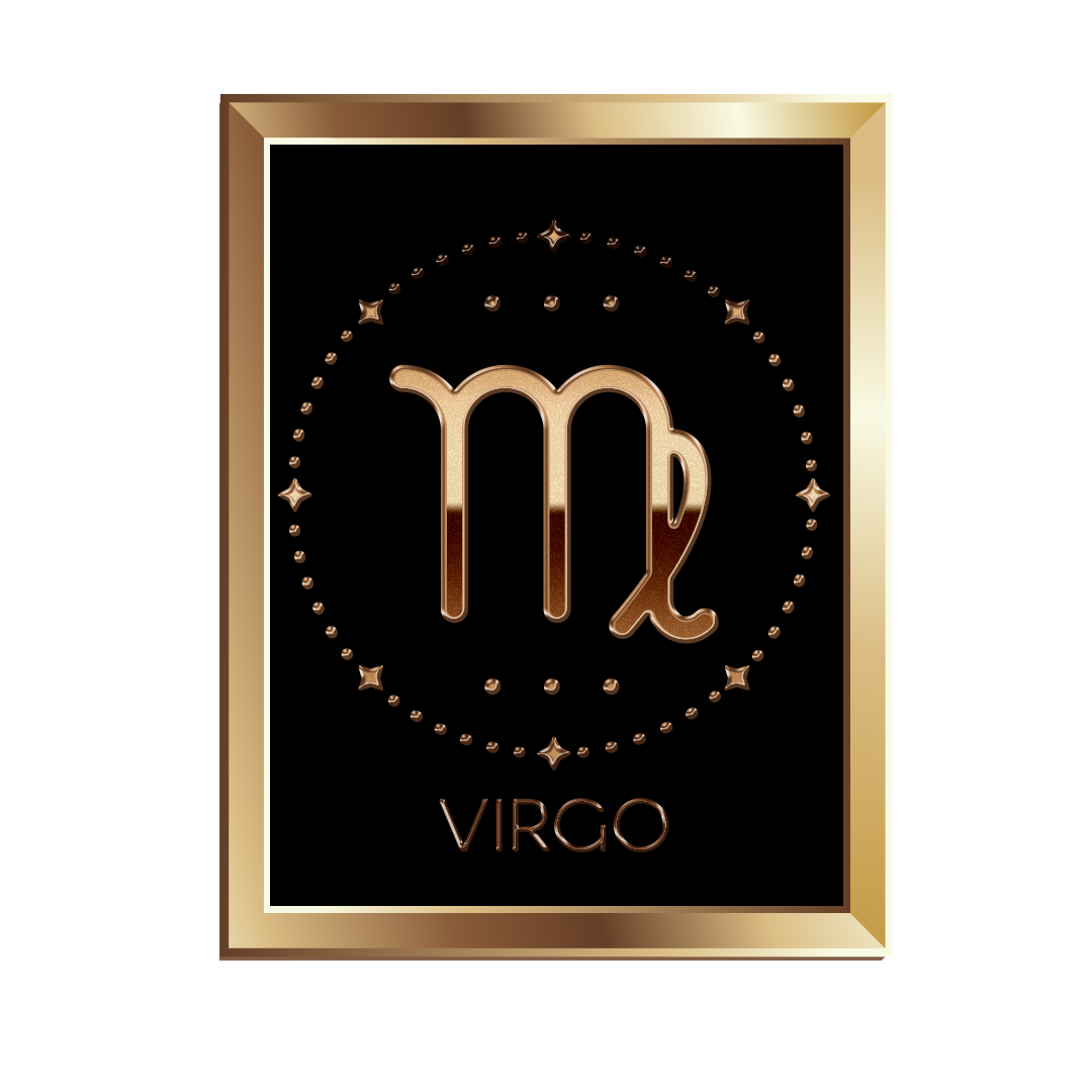 Gold Virgo zodiac sign png, Virgo sign PNG, Virgo gold PNG transparent images, golden Virgo png images